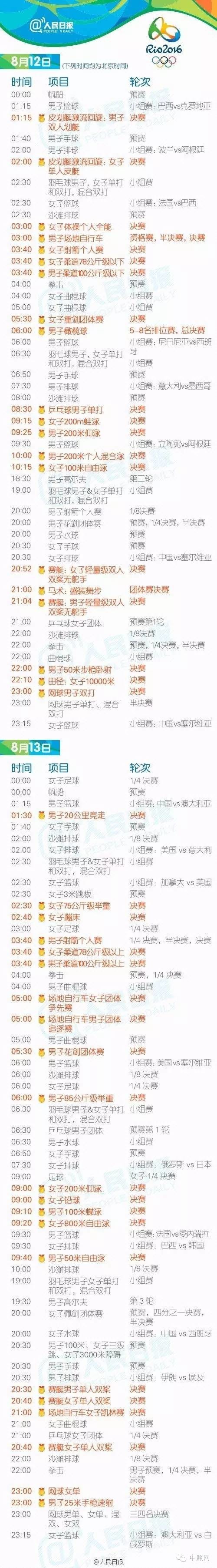 照明人看奥运，收藏这一条就够了！（奥运完整赛程表）