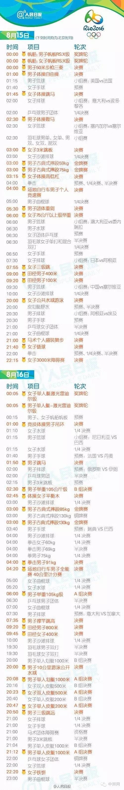 照明人看奥运，收藏这一条就够了！（奥运完整赛程表）