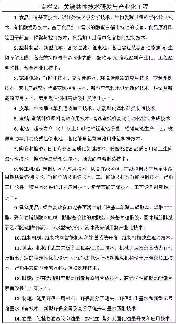 工信部印发《轻工业发展规划（2016－2020年）》 明确照明行业发展方向