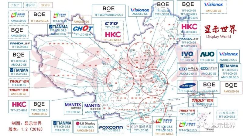维信诺合肥6代全柔AMOLED产线开工（附全球产线）