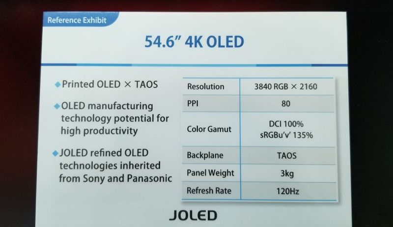 现场|JDI首次展示54.6英寸印刷4K OLED面板 茂原工厂首次对外开放