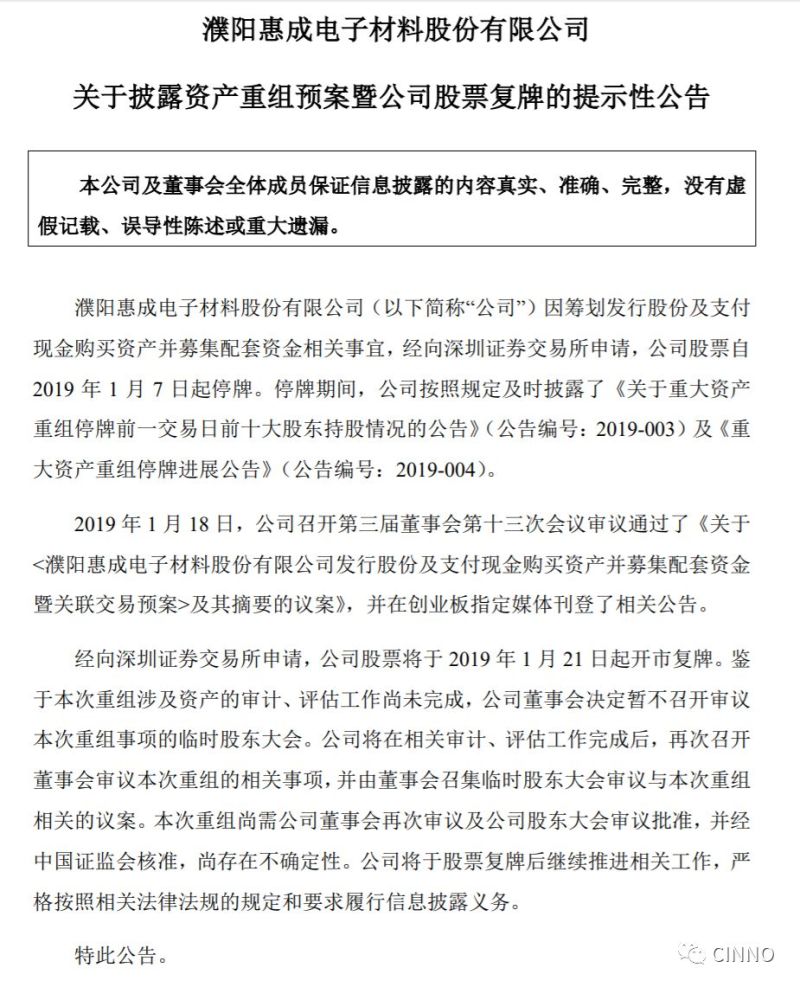 光学膜材料需求渐强，京东方供应商翰博高新欲借壳濮阳惠成