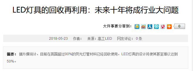 LED产业链中的最后闭环：回收