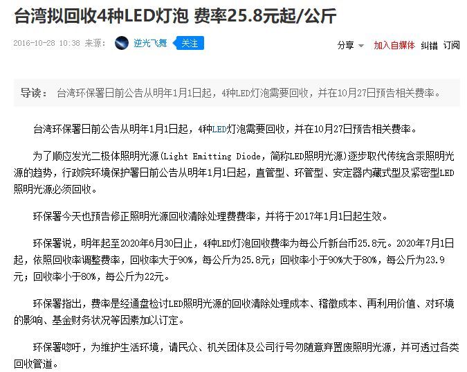 LED产业链中的最后闭环：回收