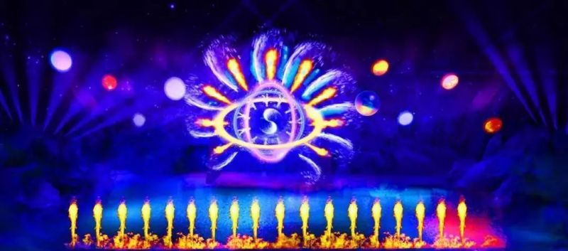 九洲光电横店影视城之梦幻太极1353㎡LED水浸屏完美绽放