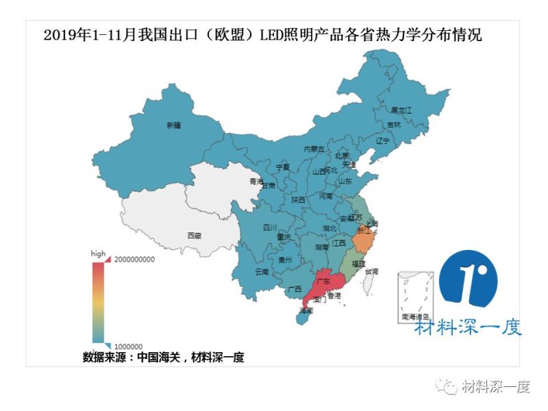 材料深一度|2019年前11个月LED产品出口（欧盟）情况