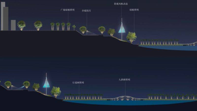 南湖公园夜景照明，打造南宁城市后花园