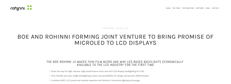重磅！京东方与Rohinni组建Micro LED公司
