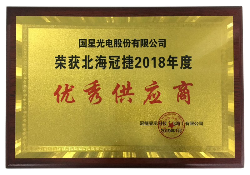 国内唯一 | 国星光电荣获冠捷2018年度优秀供应商