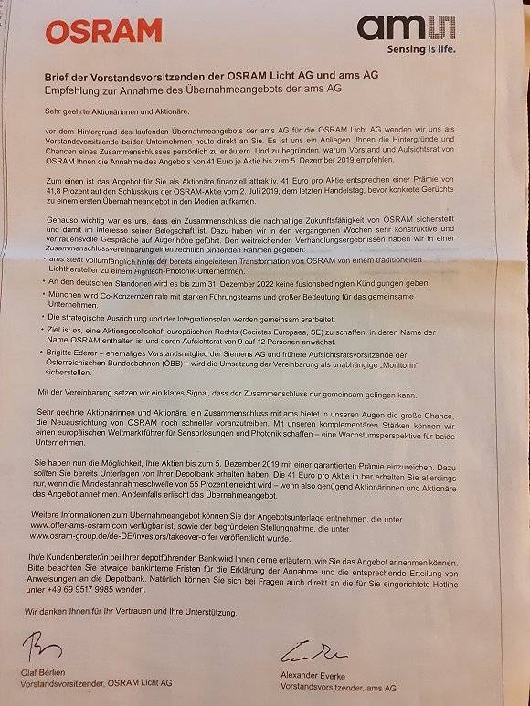 有情（钱）人终成眷属？AMS收购欧司朗提案获欧司朗股东通过！