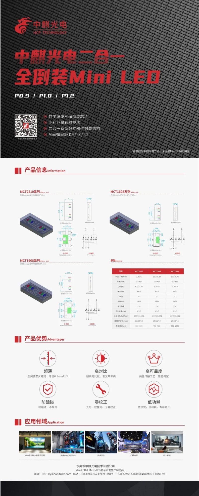 中麒光电新型分立器件—全倒装MiniLED二合一系列，开启显示新时代！