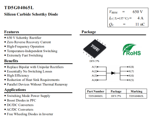 芯塔电子推出快充PFC电路专用碳化硅二极管