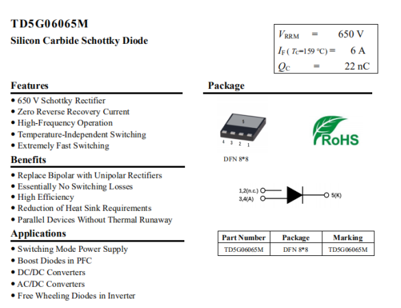 芯塔电子推出快充PFC电路专用碳化硅二极管