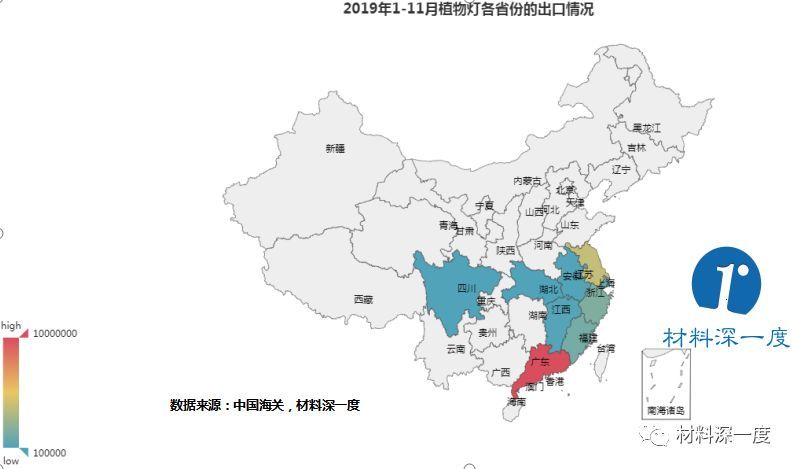 2019年1-11月植物灯产品出口情况